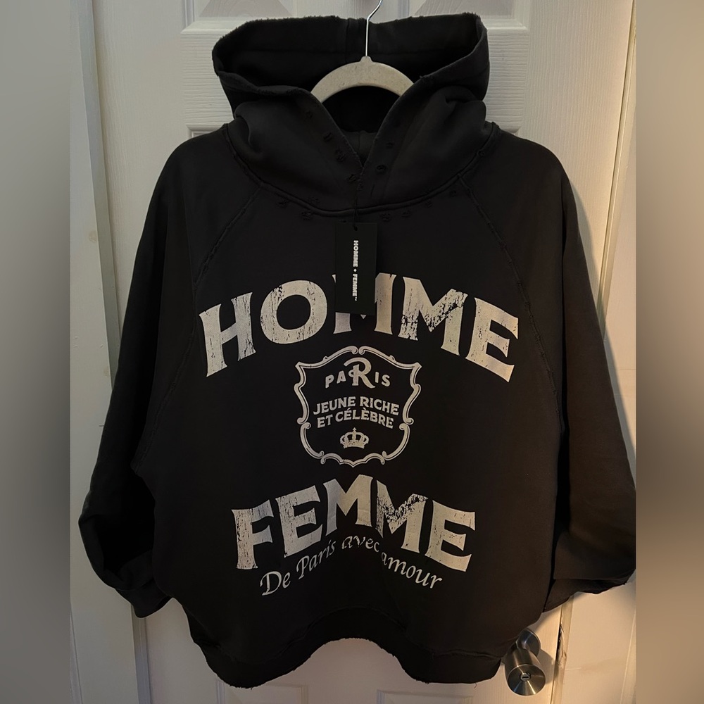NWT: Homme Femme Distressed Hoodie - Picture 7 of 9